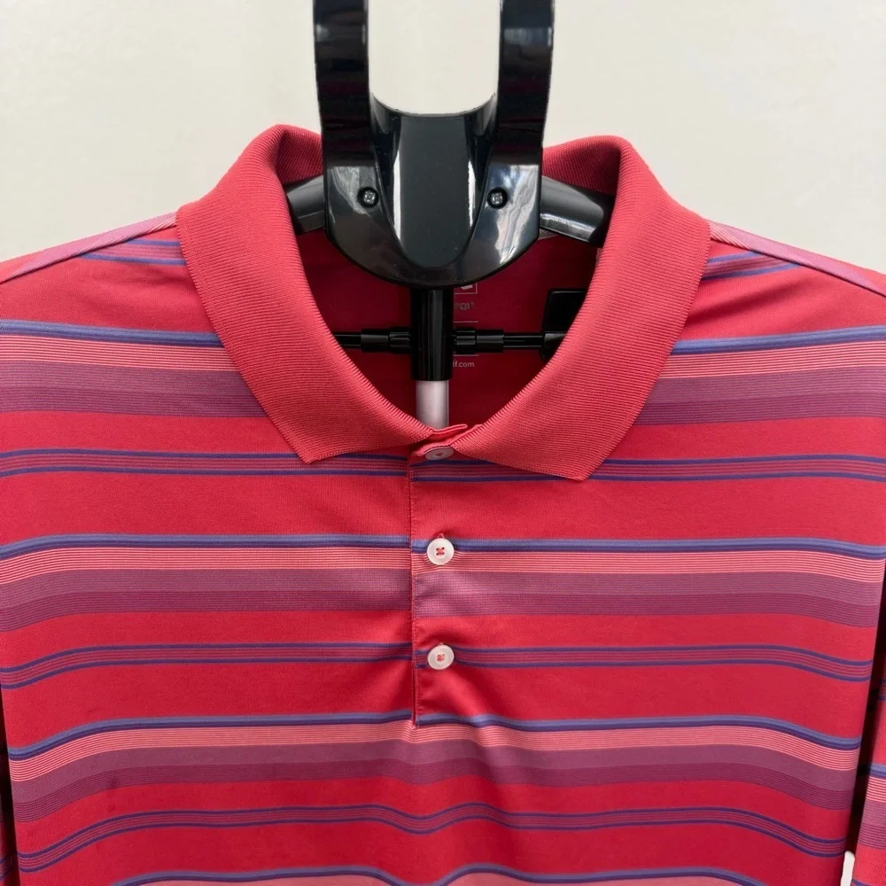 Adidas Golf ClimaCool Polo Shirt 2XL Red Striped Performance Mens